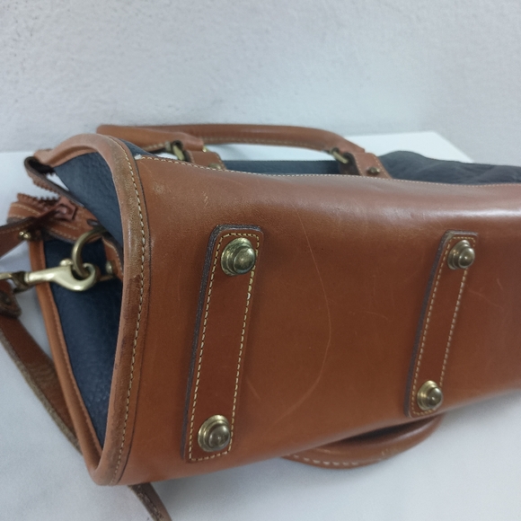 Dooney & Bourke Vintage AWL Navy Zip Top Large Satchel Crossbody - Picture 12 of 12